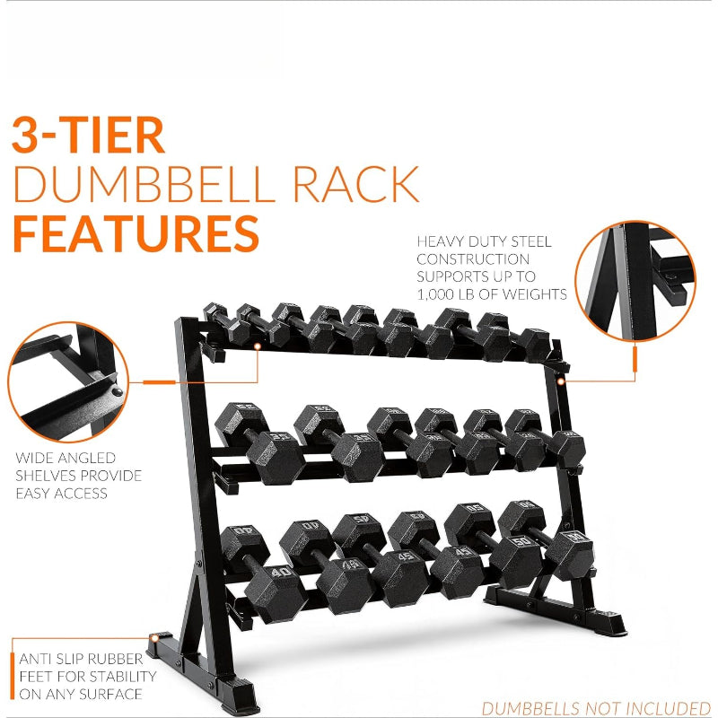 Heavy‑Duty Steel Hex Dumbbell Storage Rack