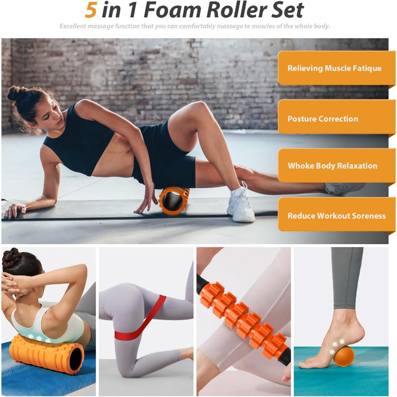 5‑in‑1 Deep‑Tissue Foam Roller Massage Kit