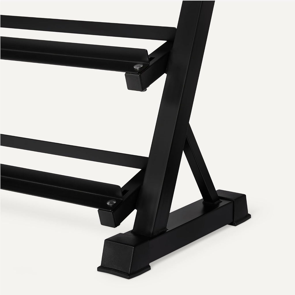 Black 3‑Tier Steel Adjustable Dumbbell Weight Rack