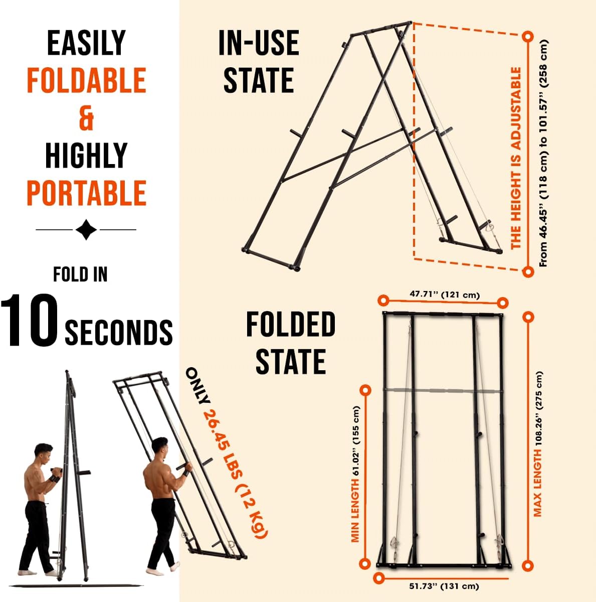 Foldable Free‑Standing Home Gym Power Tower