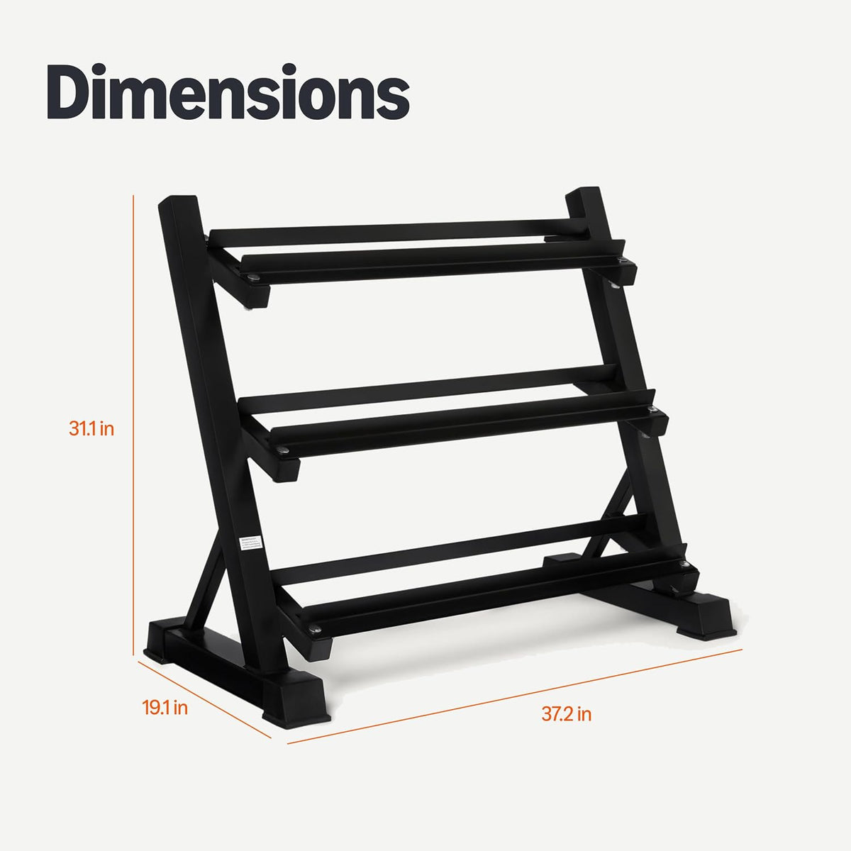 Black 3‑Tier Steel Adjustable Dumbbell Weight Rack