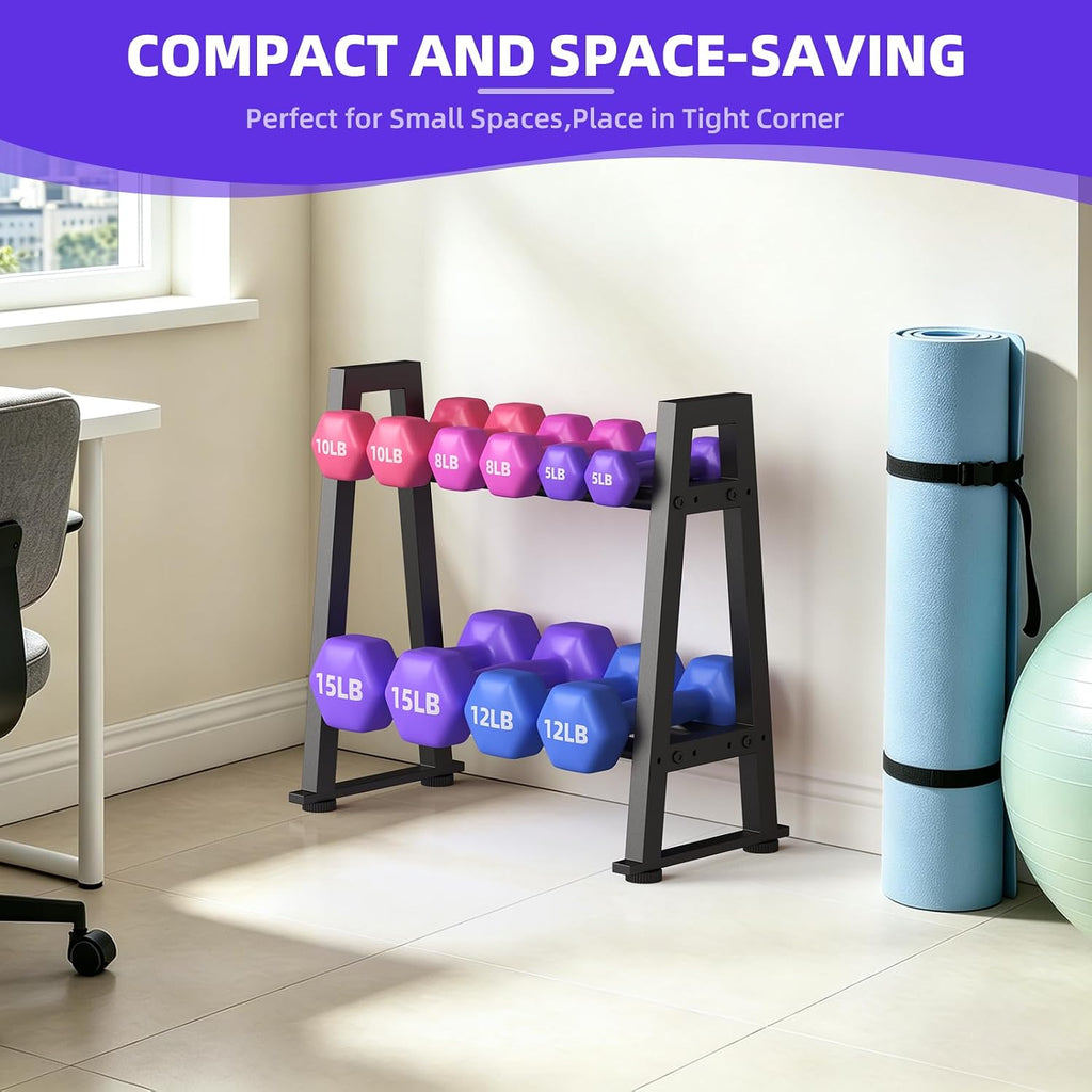 Compact A‑Frame Dumbbell Kettlebell Storage Rack