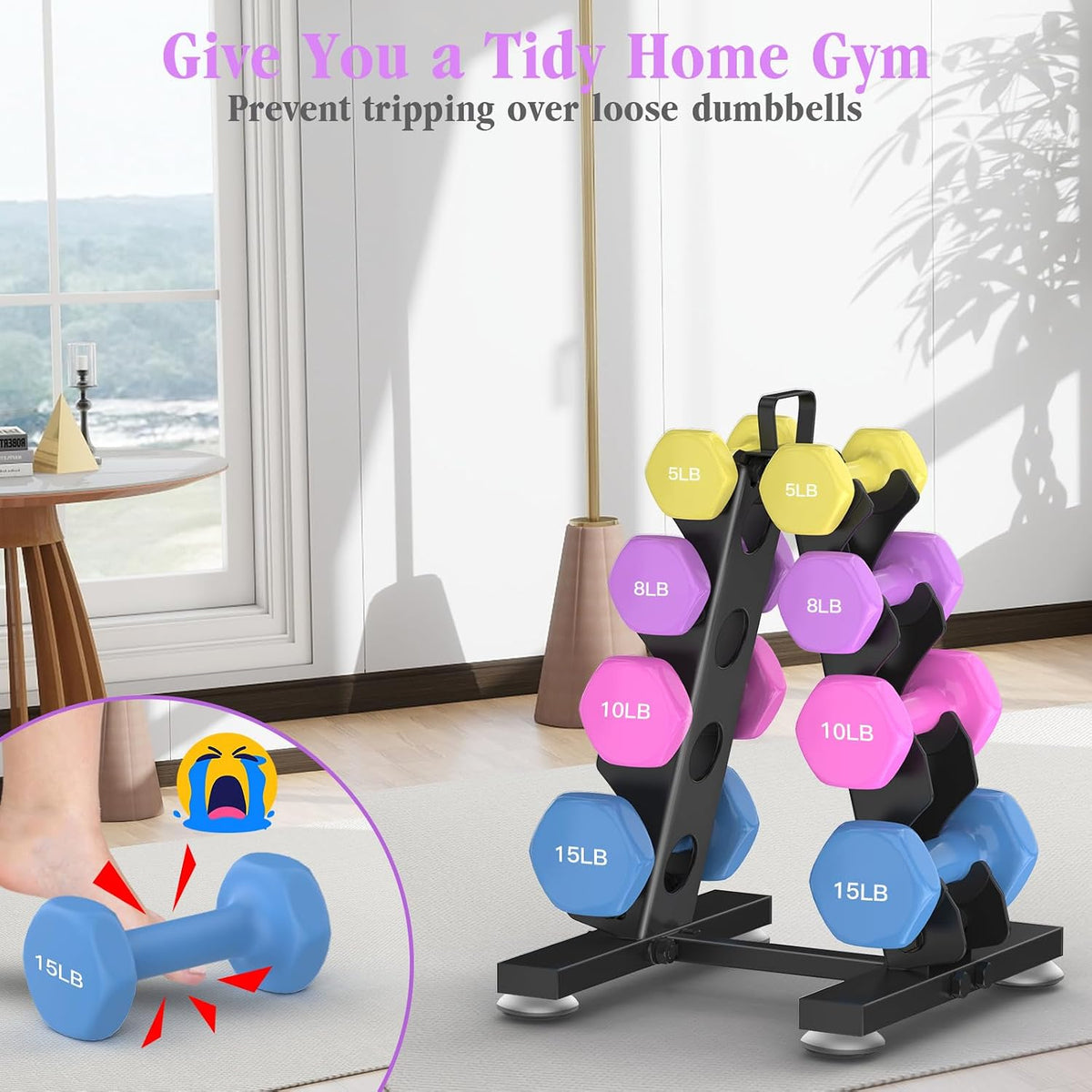 A‑Frame Multi‑Tier Home Gym Dumbbell Rack Stand