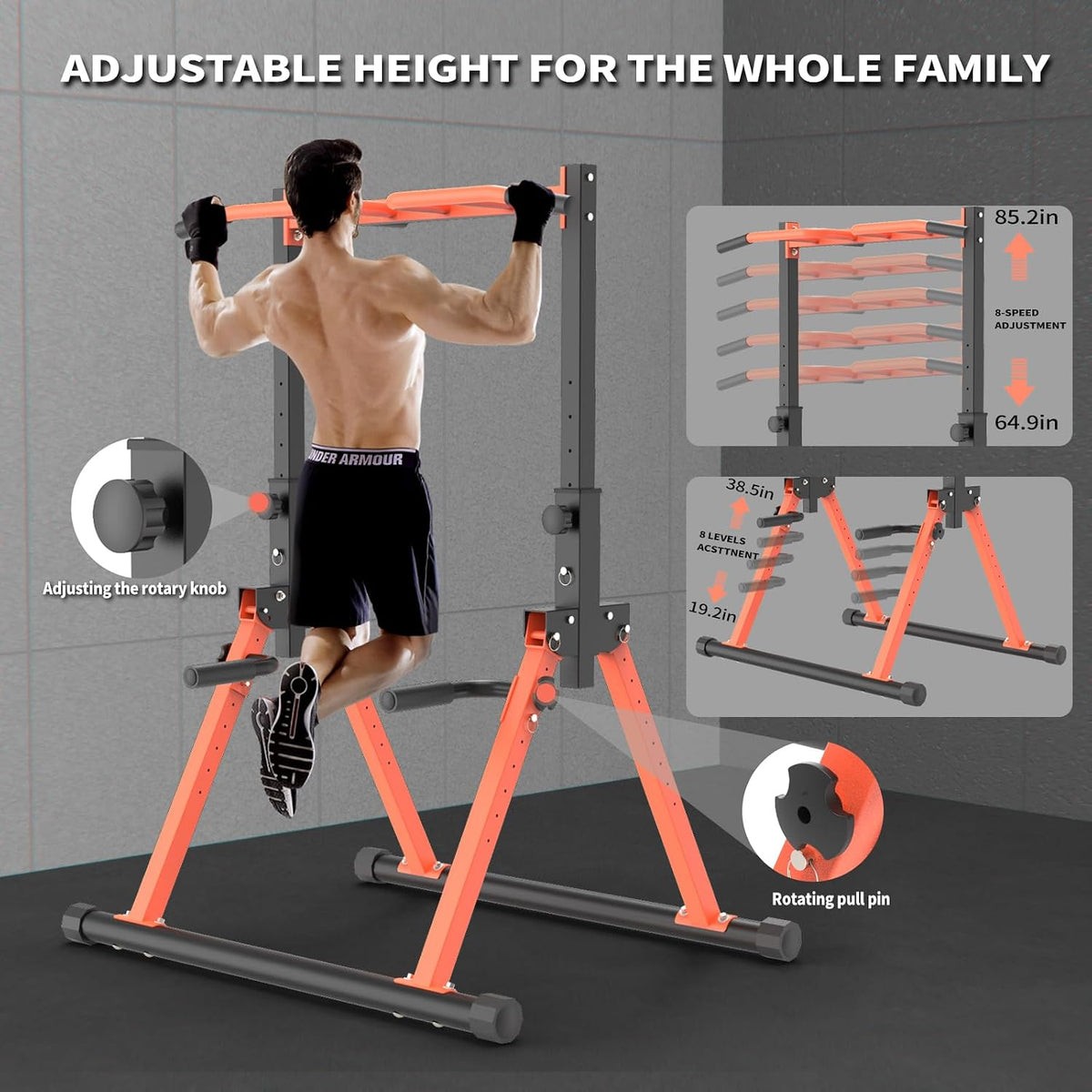 Foldable Adjustable Home Gym Power Tower Station