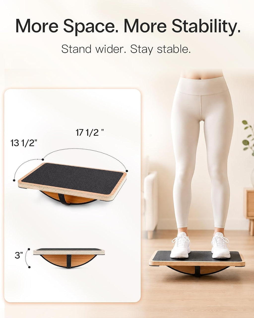 Wooden Non‑Slip Balance Wobble Board