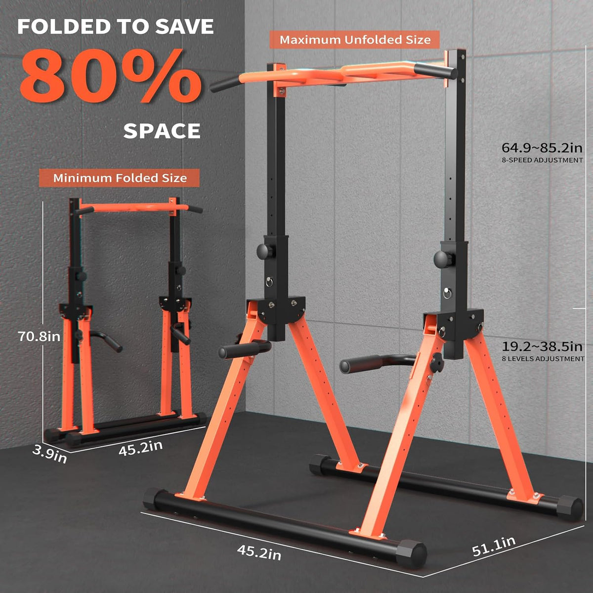 Foldable Adjustable Home Gym Power Tower Station
