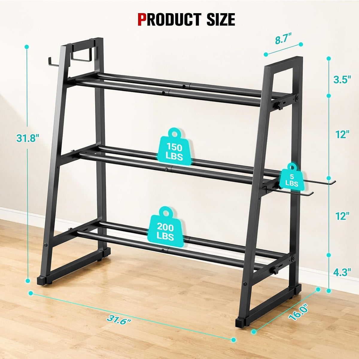 Space‑Saving Dumbbell Kettlebell Storage Rack Stand