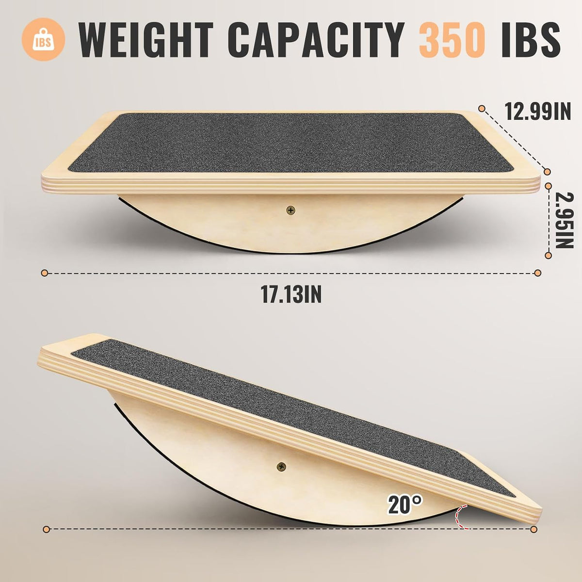 Wooden Non‑Slip Wobble Balance Board