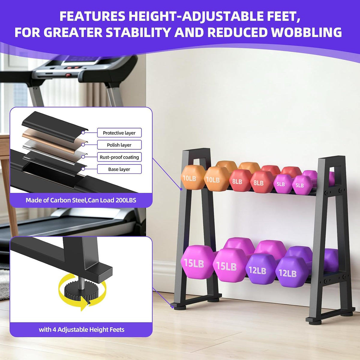 Compact A‑Frame Dumbbell Kettlebell Storage Rack