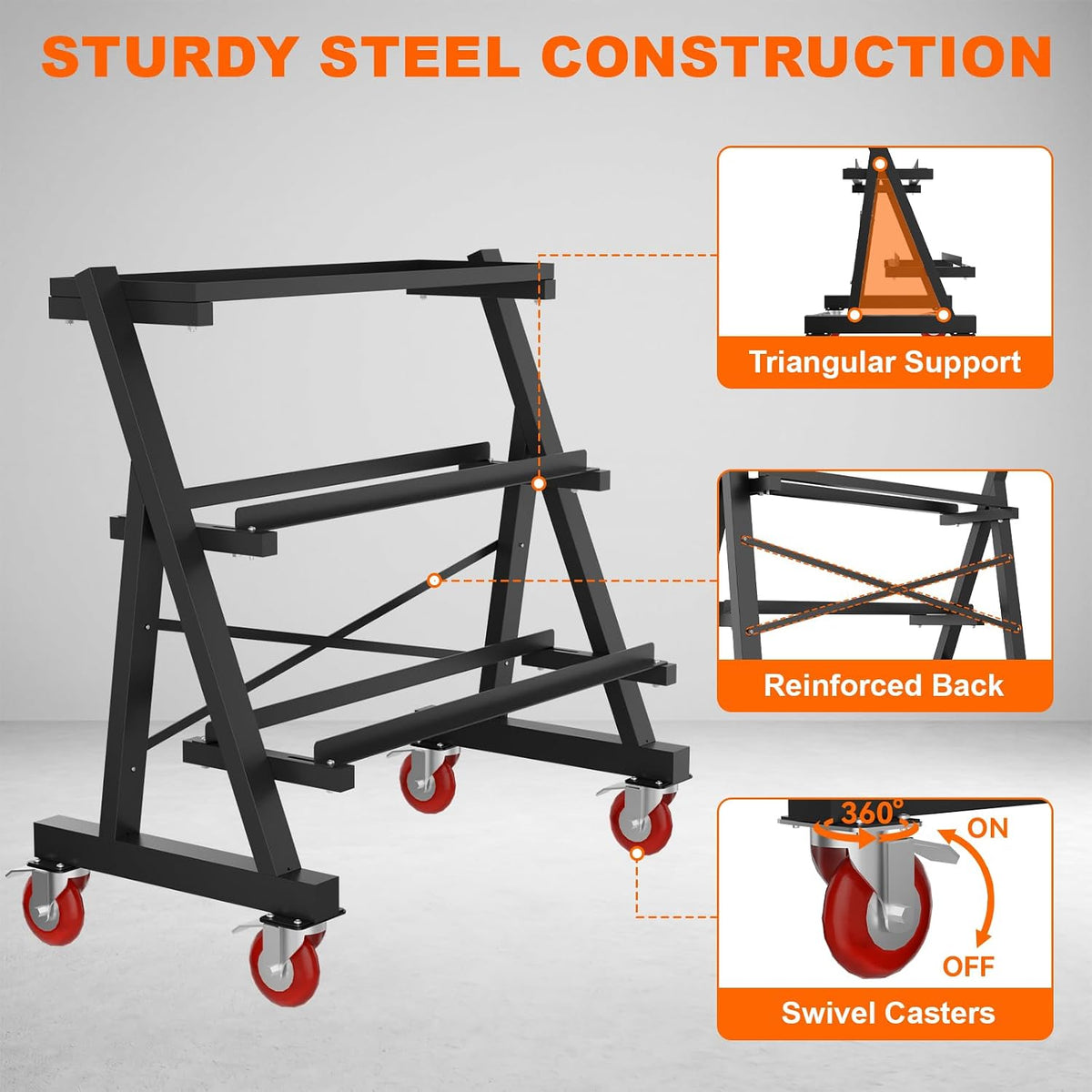 Mobile Heavy‑Duty Dumbbell Weight Storage Rack