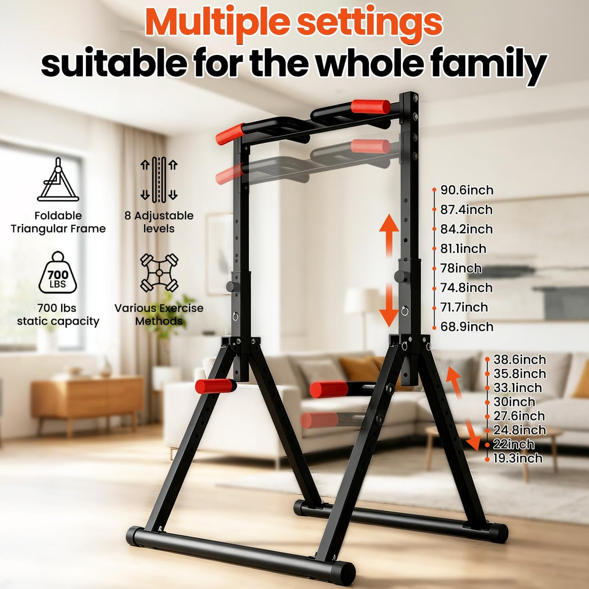 Foldable Free‑Standing Home Gym Power Tower