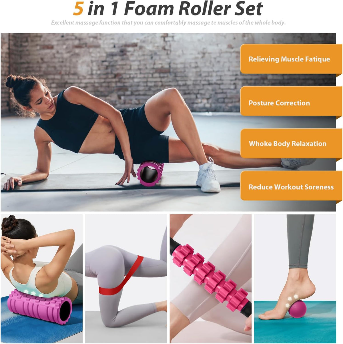 High‑Density Fitness Foam Roller Massage Set