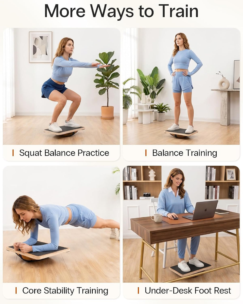 Wooden Non‑Slip Balance Wobble Board