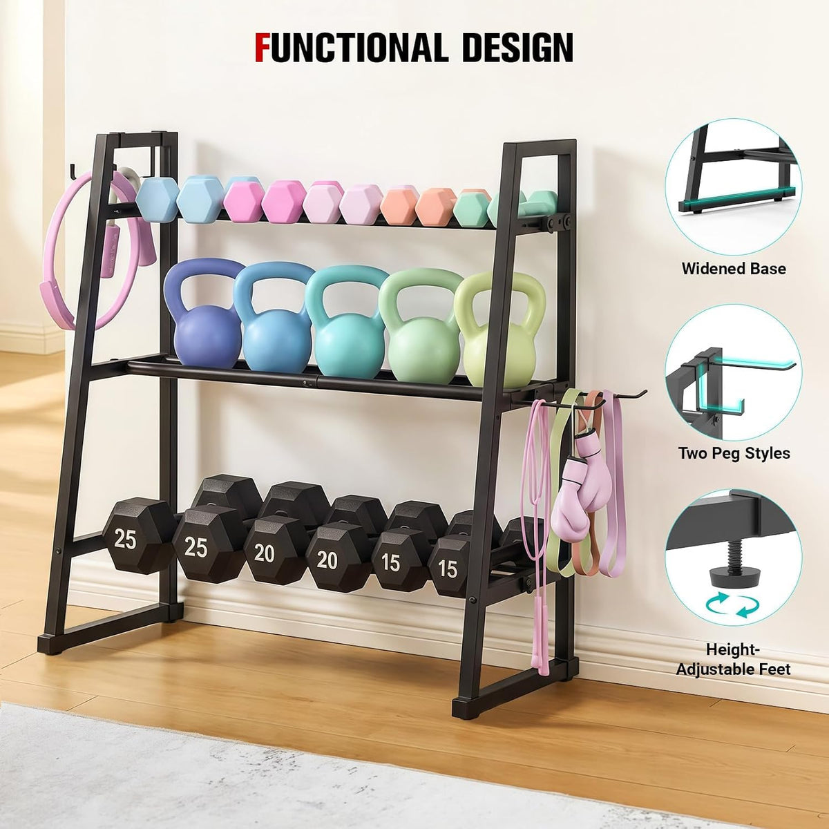 Space‑Saving Dumbbell Kettlebell Storage Rack Stand