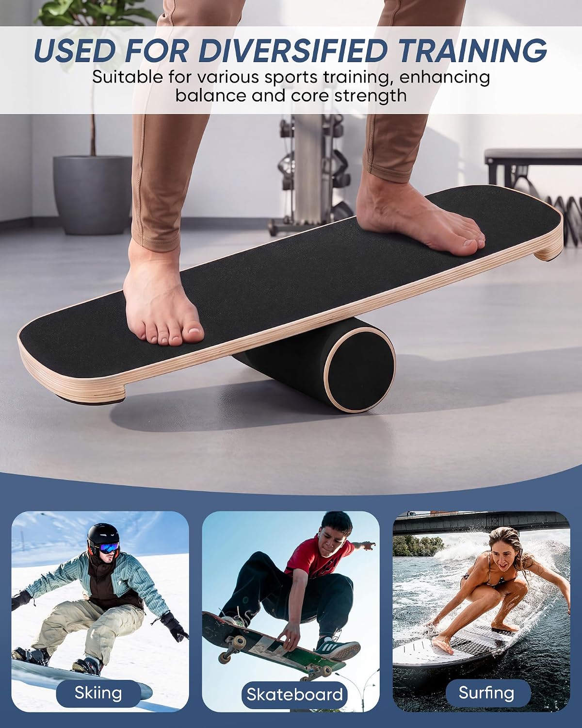 Wooden Roller Surf Balance Trainer Board