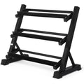 Black 3‑Tier Steel Adjustable Dumbbell Weight Rack
