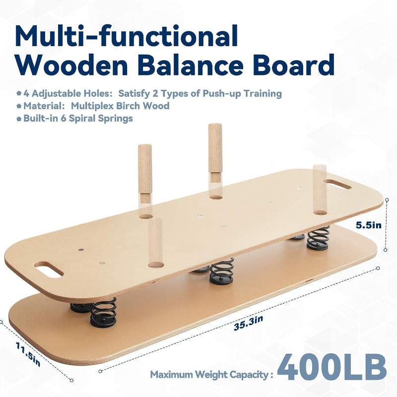 Wooden Spring‑Loaded Balance Wobble Board